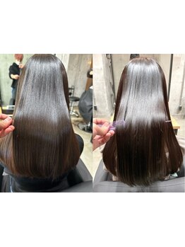 髪質に合わせた薬剤や技術でクセを改善しナチュラルフォルムへ*