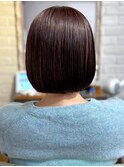 艶感 ボブ ミニボブ 切りっぱなしボブ ストレート 暖色カラー