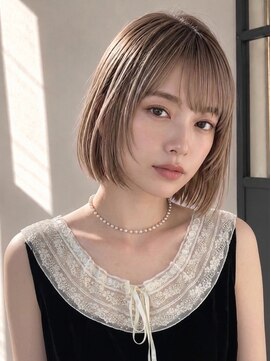 ユーフォリア 青山(Euphoria) ショートボブ丸みシースルーバングミルクティー青山