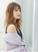 ほつれウェーブ×リラクシーセミディスタイル
