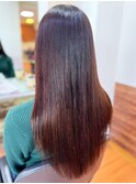 レッドべージュ大人可愛い髪質改善カラー艶感ストレート透明感
