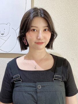 アトリエサニーデイ(atelier SUNNY DAY) ぱっつんボブ×/地毛風ダークグレージュ/前髪カット/顔まわり