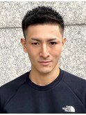 ☆黒髪アイロンパーマアップバング刈り上げビジネスショート