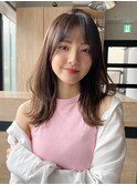 小顔 前髪 レイヤーカット ホワイトグレージュ"