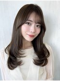 るなstyle 顔まわりレイヤーカットロング韓国ヘア前髪カット