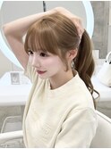 盛れる顔周りカット＊ブリーチなしカラーミルクティーベージュ