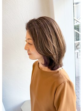 スーリール 福岡別府店(Sourire) シルバーアッシュ×ボルドーインナーカラー　福岡別府美容室