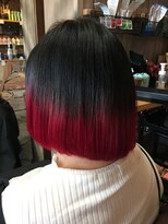 オーバーキャプテンネイキッド(OVER CAPTAIN NAKED) ローズレッド アシンメトリーボブ