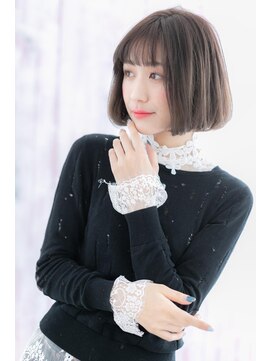 ミック ヘアアンドメイク アップ 駒込店(miq Hair&Make up) ベビーバング黒髪ビターショコラ前下がりAラインボブc1