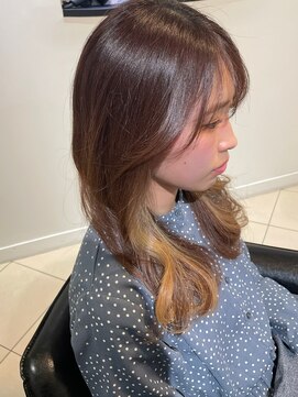 ラブクロムトーキョー オモテサンドウ(LOVECHROME OMOTESANDO) ショコラベージュイヤリングカラー☆くびれヘアベビーバング
