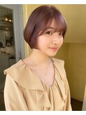 ショートボブ/ピンクベージュ
