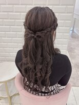 編みカチュリボンハーフアップ×量産巻き＊まゆ