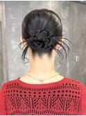 ヘアセット 結婚式ヘア お呼ばれヘア カチモリ タイトシニヨン