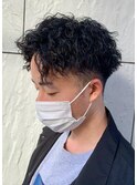 ダークアッシュニュアンスパーマ韓国マッシュベリーショート