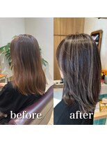 ステラバイケンジ 藤沢(STELLA by KENJE)&nbsp;白髪ぼかし細めハイライト30代40代50代シアーカラーセミディ