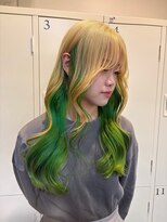 エイト プラット 渋谷2号店(EIGHT plat) インナーグリーンカラー×ホワイトブロンド 4/14