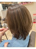 ワンカールレイヤーボブヘア×アッシュブラウン