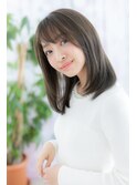 シースルーバング透明感グレイアッシュ内巻きワンカールb1