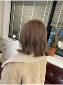 韓国顔まわりレイヤーカットグレージュオリーブベージュブラウン