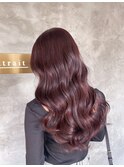 ◆ロングレイヤーブリーチなしピンクブラウン20代30代