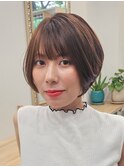 グレージュ×丸みショートボブ