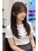 シースルーバングのロングレイヤー