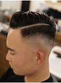 サイドパートスキンフェードカットシェービング吉祥寺理容室