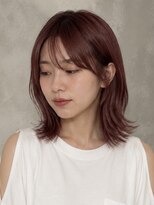 キリ 逗子(kiri)&nbsp;逗子葉山外ハネボブレイヤーボブサイドバングレッドブラウンY284