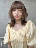 △大人可愛い外ハネロブヘアミディアム姫カットフェイスレイヤー