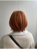 【桑原雪音】韓国風派手髪オレンジベージュ/暖色系カラー<原宿>