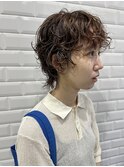 外国人風パーマ×ハイライトショート