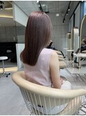 ★斜めバングミディアムヘアグレージュカラーシルキーベージュ★