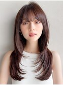 美髪愛されセミディ暗めカラー小顔カット艶感20代30代40代◎