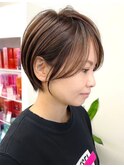 ダブルカラーハイライトベージュカラーケアブリーチショートボブ