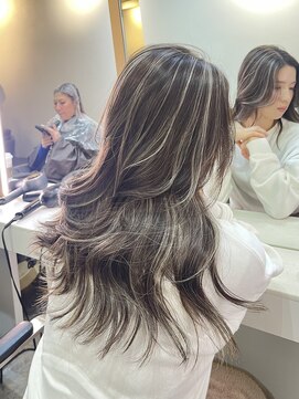 ブレンド 渋谷(BLend) ハイライトカラーくびれヘアアプリコットオレンジ