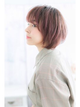 ミック ヘアアンドビューティー 大山店(miq Hair&Beauty) ボルドー×斜めバング★旬顔ナチュラルボブa