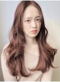 韓国ヘア/ピンクベージュ/ベージュ/ハイトーン/艶髪