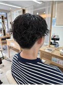 メンズミディアムスタイルふんわりウェーブパーマ