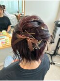 くびれヘアラメとリボンのキュートアレンジ