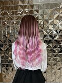 ピンクカラー/シールエクステ/博多/福岡