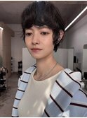 コテ巻き風パーマ/丸みショートボブ/顔周りレイヤーボブ
