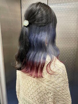 ホワイト 梅田(white) #インナーツートン/青×赤