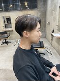 センターパート メンズショート パーマ落とし