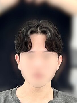 メンズヘアセンス 渋谷(MEN'S HAIR SENSE) カルマパーマ/アッシュブラック/センターパート/韓国