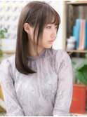 ★黒髪くすみベージュ耳掛けワンカールミディアム20代30代★1