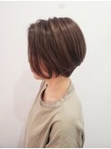 大人のショートボブ/ハイライト/ベージュ