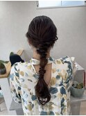 編みおろし　ヘアアレンジ　ヘアセット　お呼ばれヘア