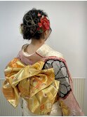 成人式☆ヘアセット　シニヨンアレンジ＆振袖　【クオート尾花】