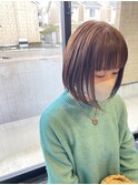 ワイドバング　ボブ　シナモンベージュ