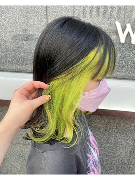 ウェーブス 大宮門街店(wave's) インナーカラーライムグリーン wave's大宮門街 唯